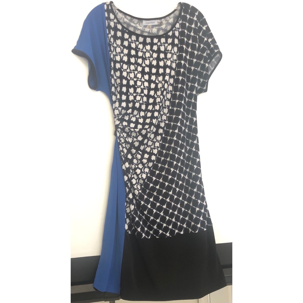 Calvin Klein black and white color block dress